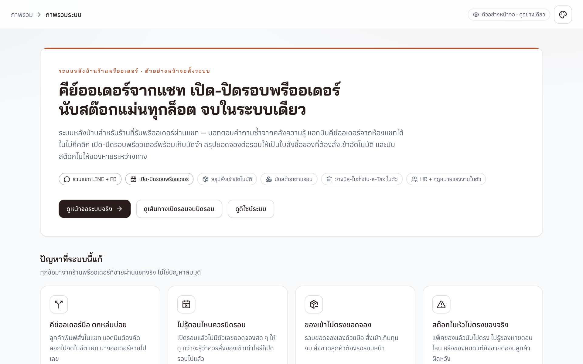 หน้าจอระบบ ChatCart