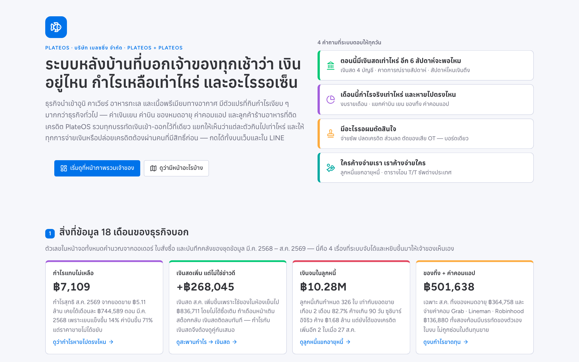 หน้าจอระบบ PlateOS